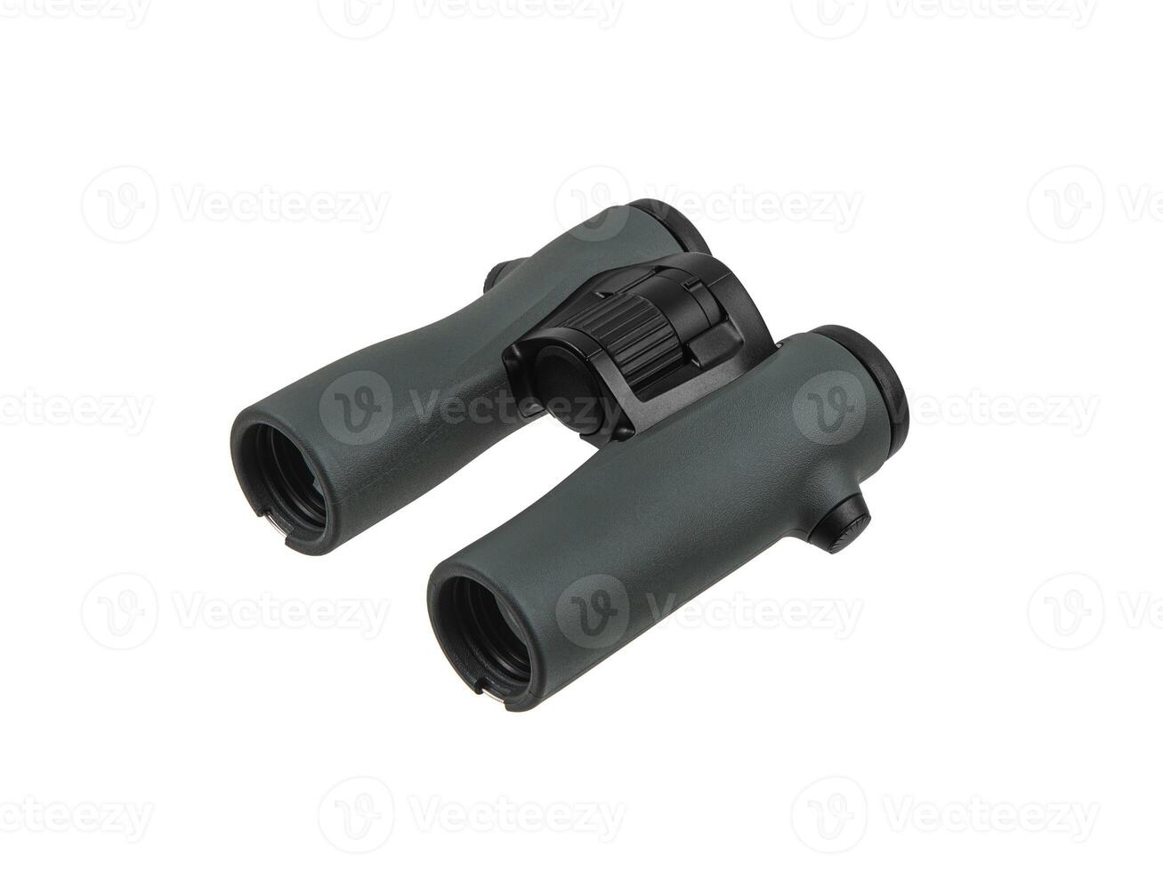 Modern binoculars. An optical instrument for observation at long distances. Isolate on a white back. photo