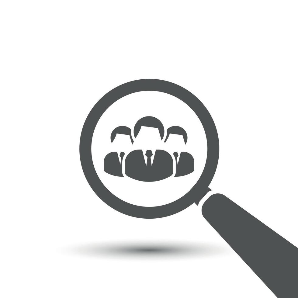 illustration of employee search, magnifying glass symbol, flat design. vector