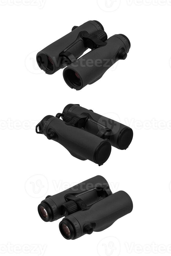 Modern binoculars. An optical instrument for observation at long distances. Isolate on a white back. photo