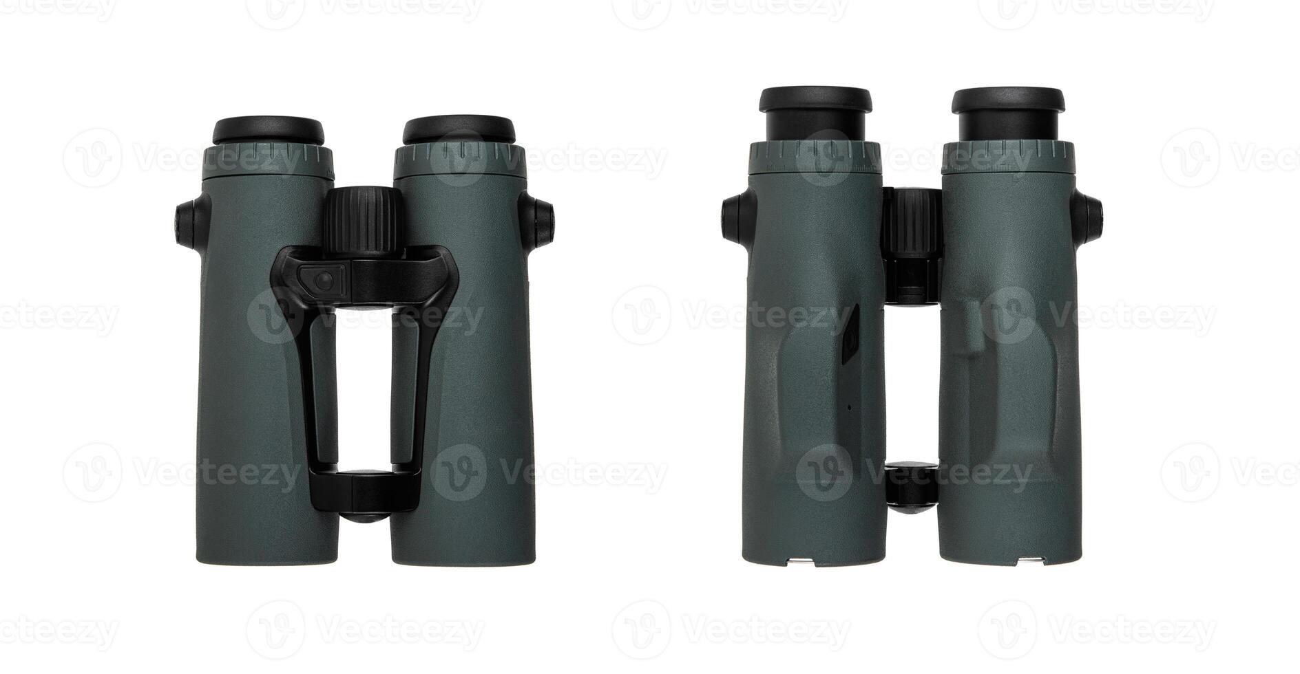 Modern binoculars. An optical instrument for observation at long distances. Isolate on a white back. photo