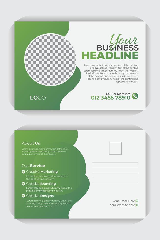 Green gradient colorful design Modern and stylish layout template double sided postcard flyer design vector