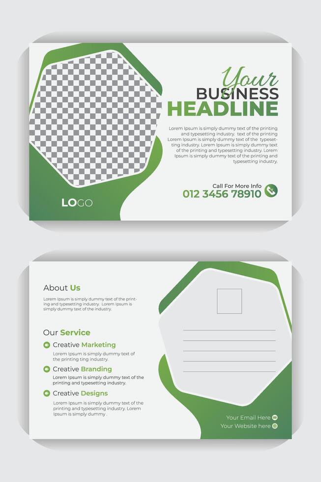 Geometric and abstract Green gradient color modern and minimal business postcard or EDDM postcard vector