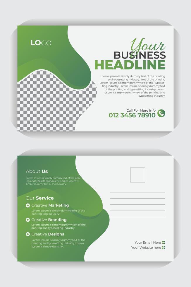 Green gradient corporate business postcard or EDDM postcard design template vector