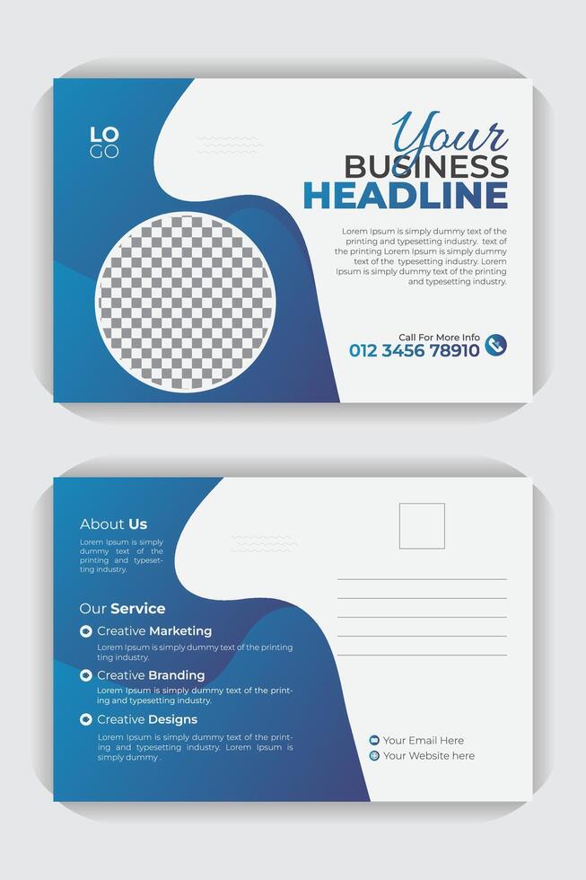 Double sided professional postcard design for your business vector