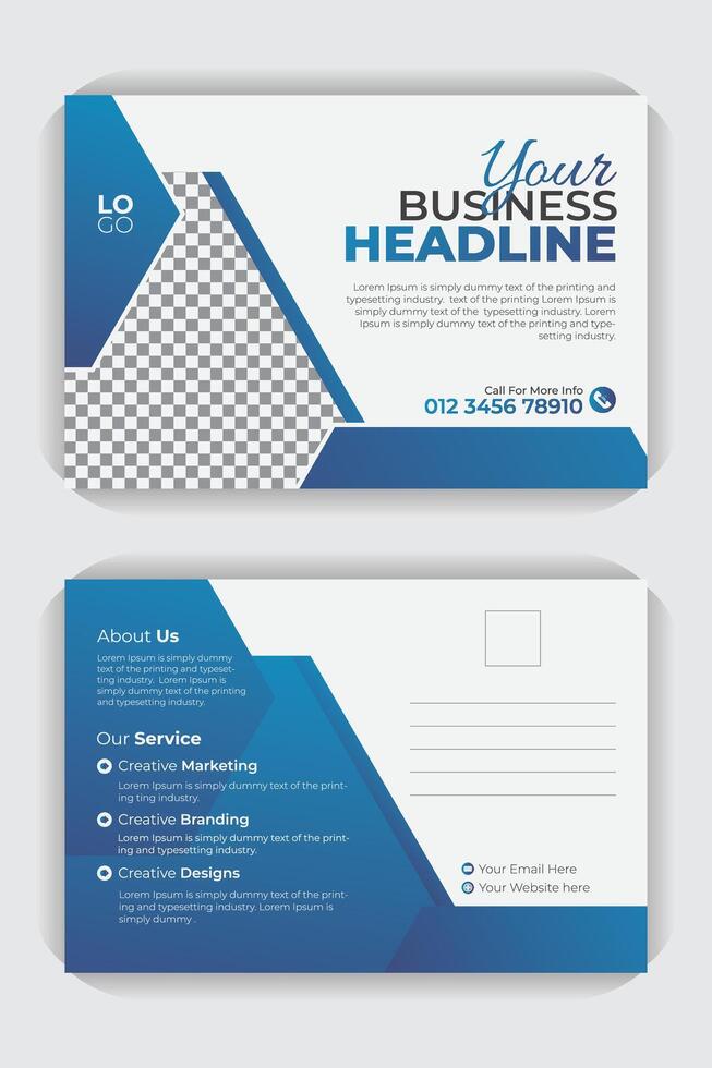 Double sided creative postcard design template, stylish and modern postcard design, business agency flyer design vector
