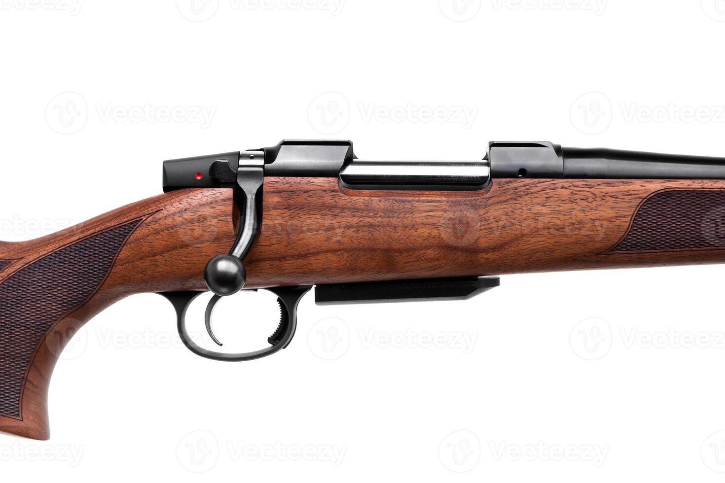 wooden hunting rifle isolated on white photo