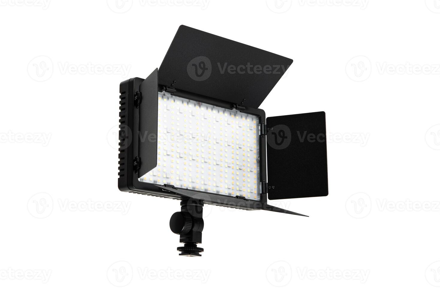Photo and lamp isolate on white back. LED lamp with special shutters for the formation of light flux. Photo and lighting fixture.