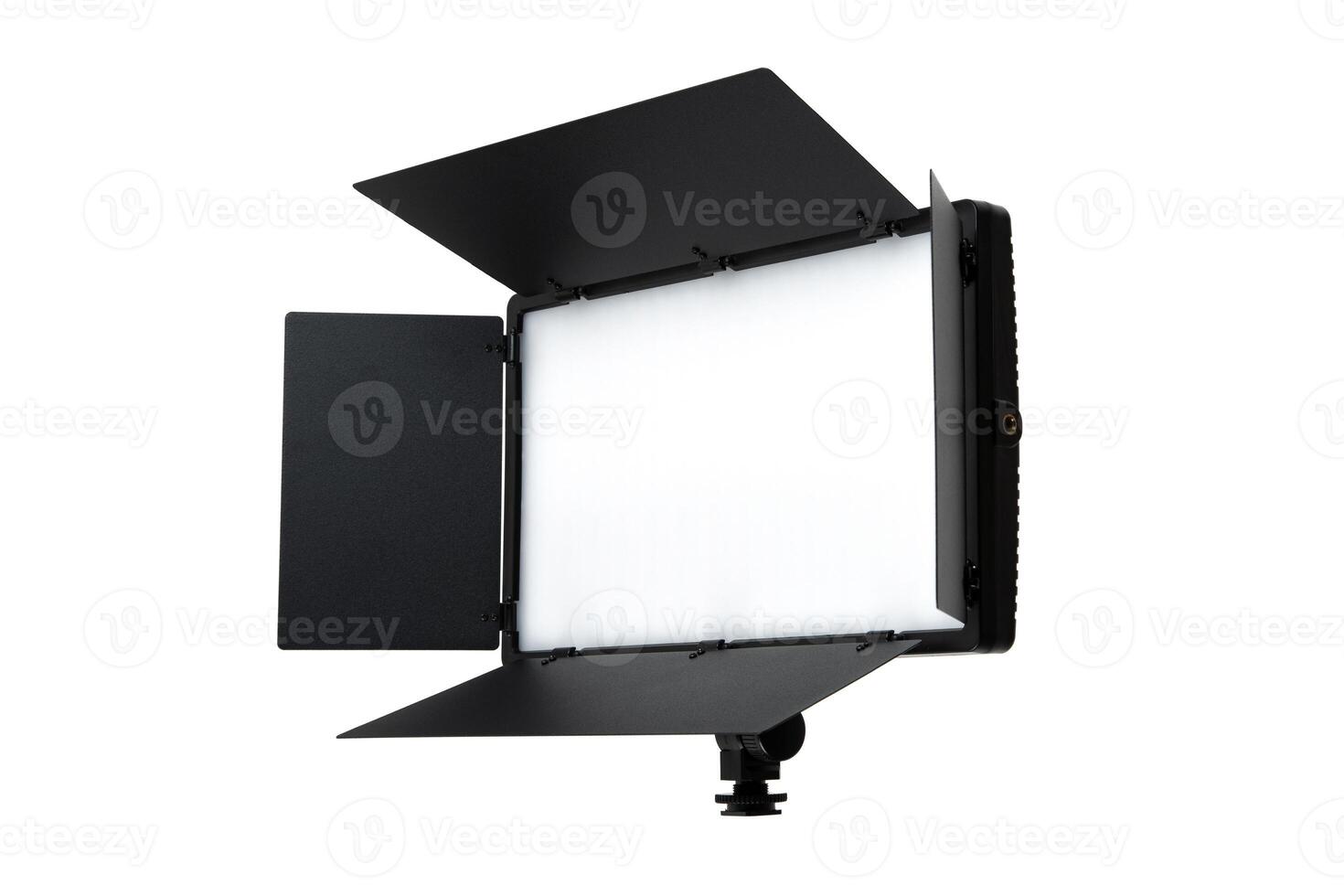 Photo and lamp isolate on white back. LED lamp with special shutters for the formation of light flux. Photo and lighting fixture.