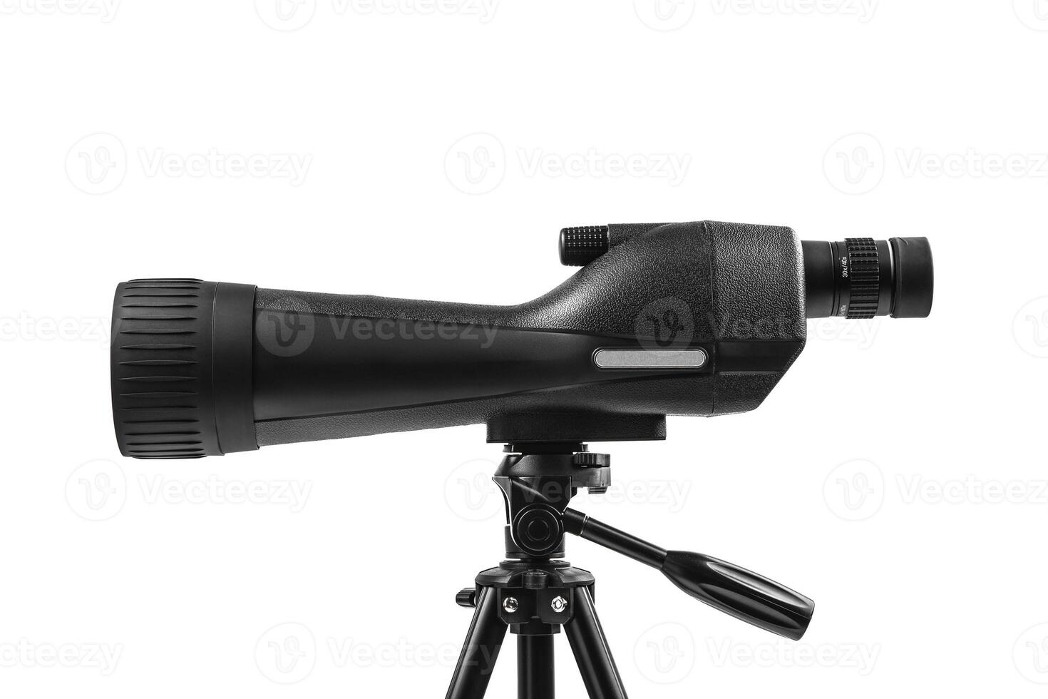 Modern telescope on a tripod isolated on white photo