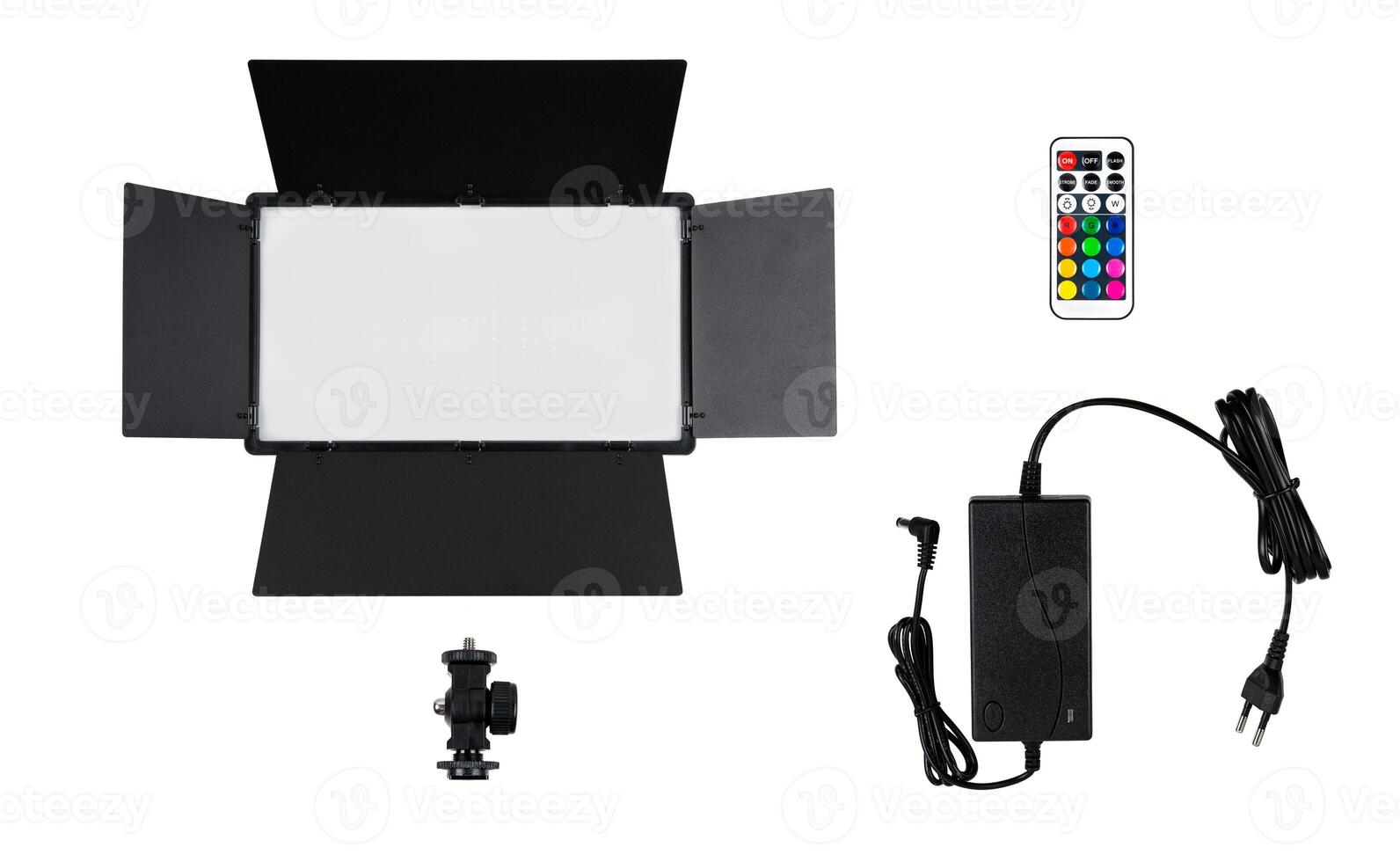 Photo and lamp isolate on white back. LED lamp with special shutters for the formation of light flux. Photo and lighting fixture.