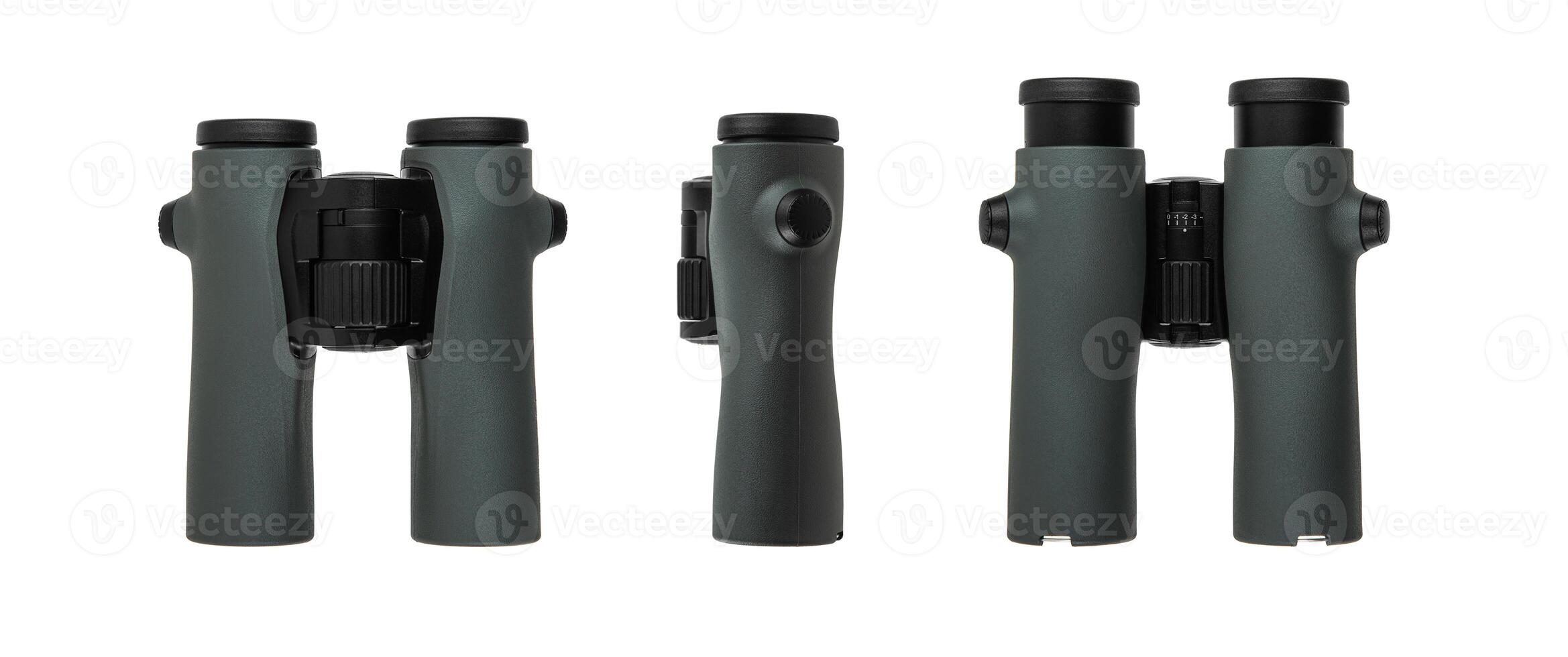 Modern binoculars. An optical instrument for observation at long distances. Isolate on a white back. photo