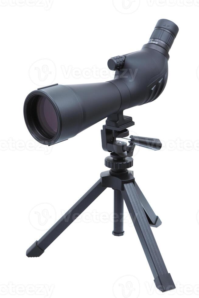Modern telescope on a tripod isolated on white photo