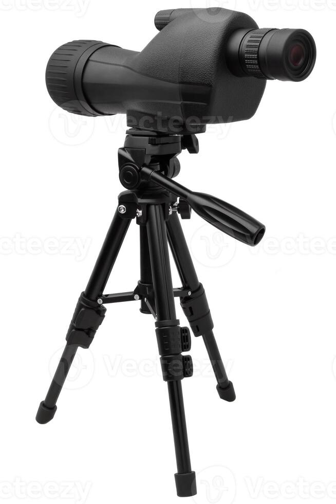 Modern telescope on a tripod isolated on white photo