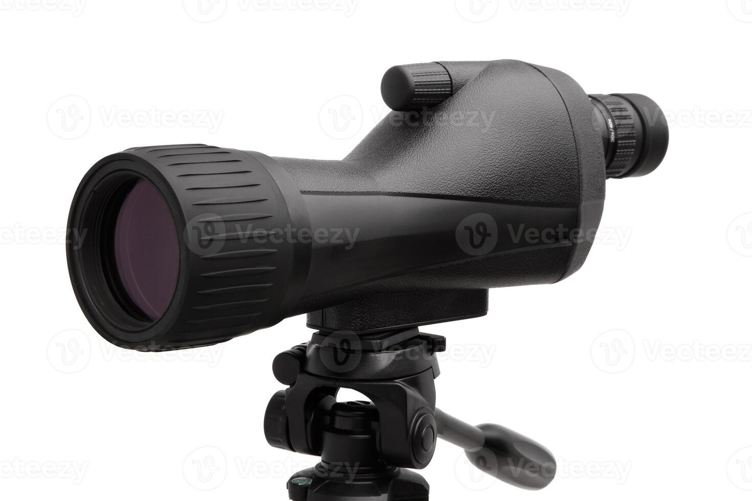 Modern telescope on a tripod isolated on white photo