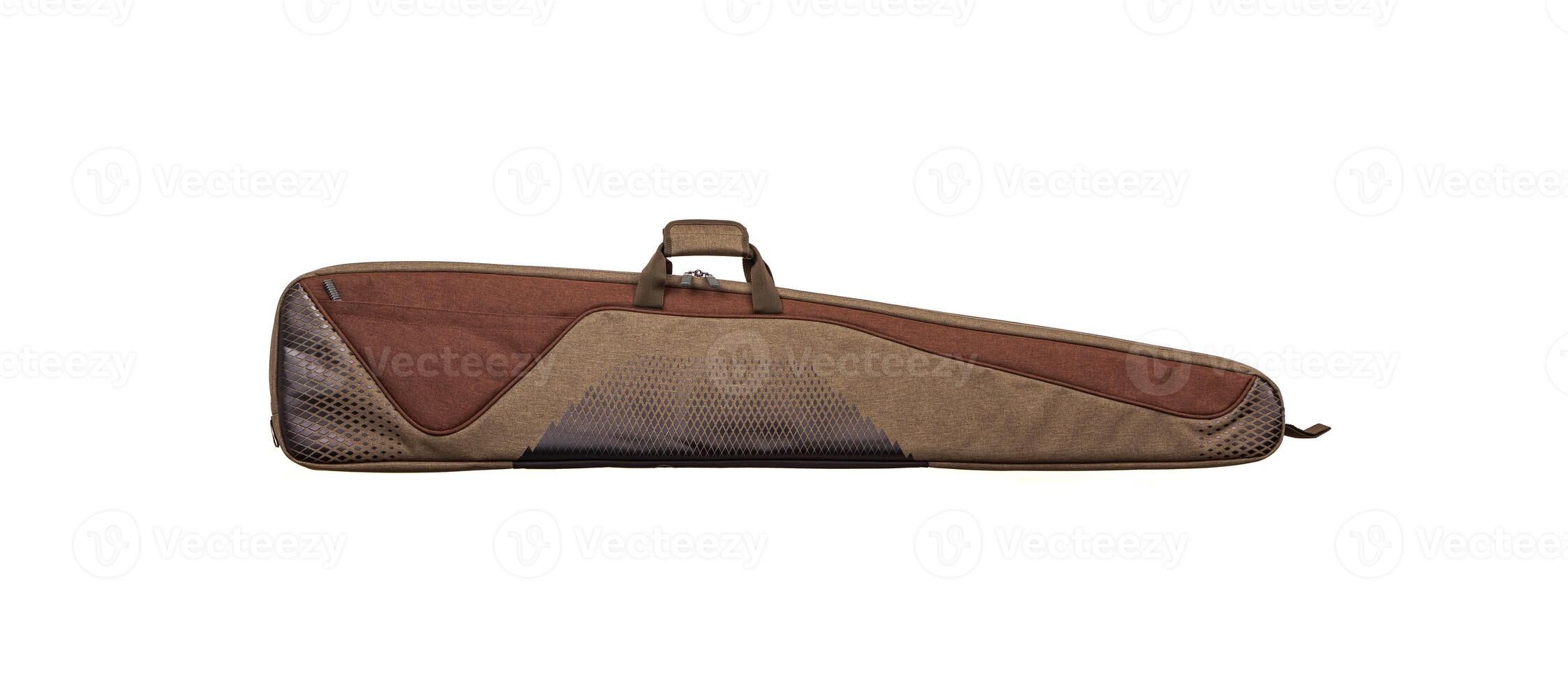 Brown soft case for guns isolated for white background. Case for storing and carrying weapons. photo