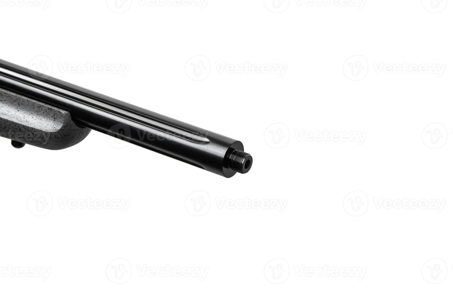 Small-bore bolt rifle in a plastic stock of .22lr. Small rifled weapon for hunting and sports. Isolate on a yellow back photo