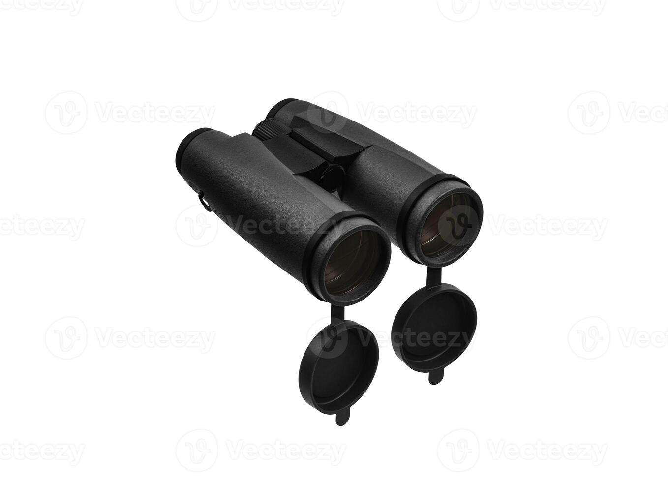 Modern binoculars isolate on white back. Surveillance device. Device for viewing at a distance. photo