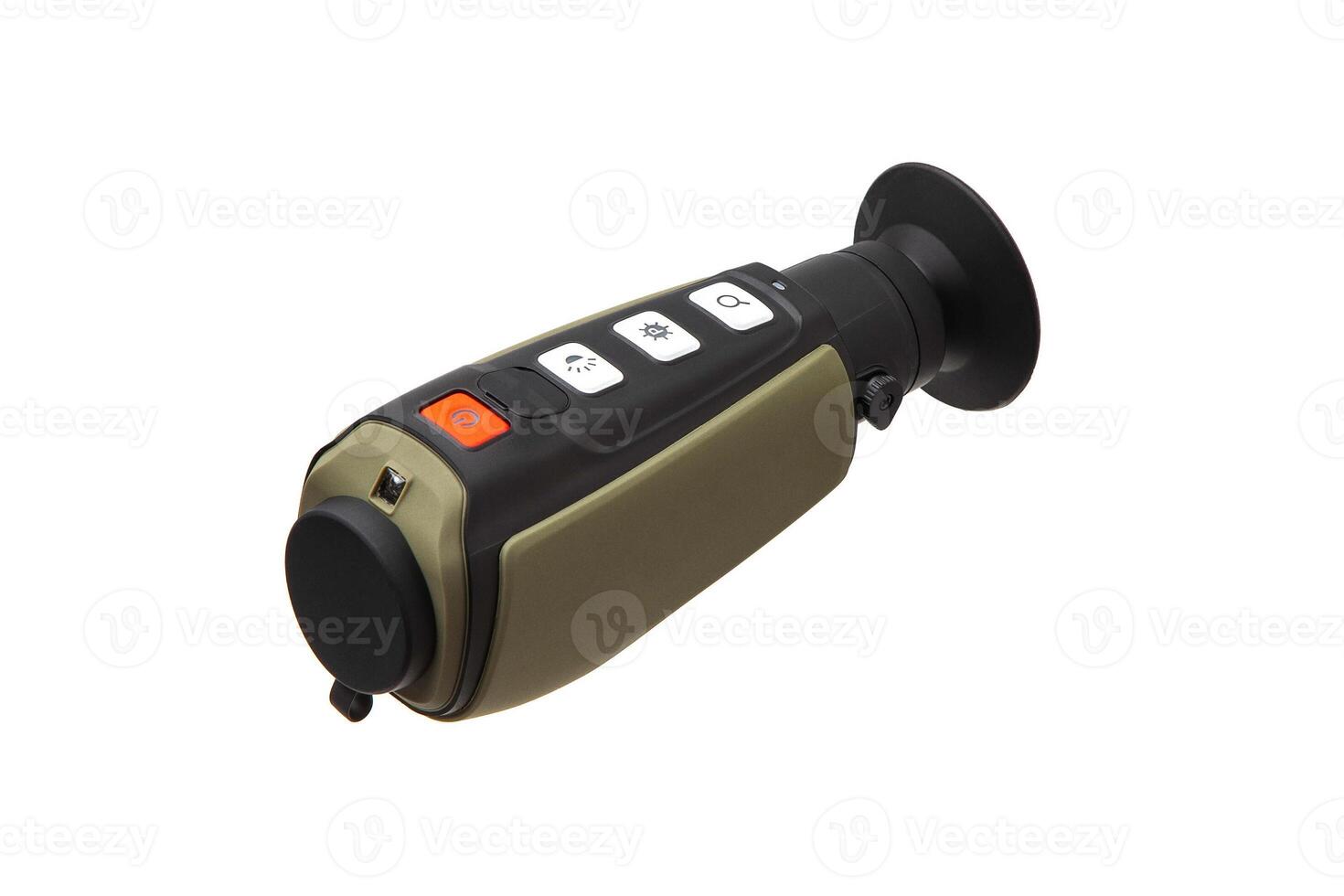 Modern monocular thermal imager isolate on a white background. A device for fixing thermal radiation. photo