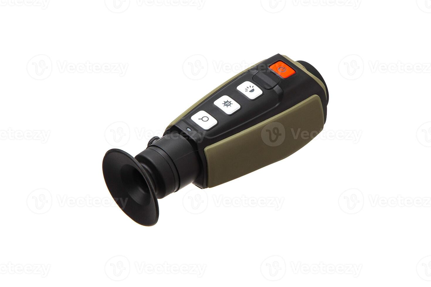 Modern monocular thermal imager isolate on a white background. A device for fixing thermal radiation. photo