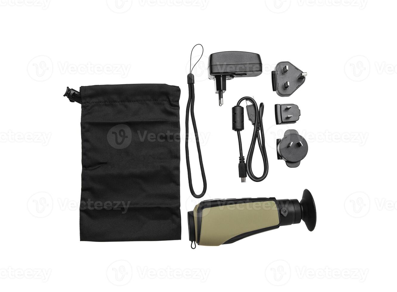 Modern monocular thermal imager isolate on a white background. A device for fixing thermal radiation. photo