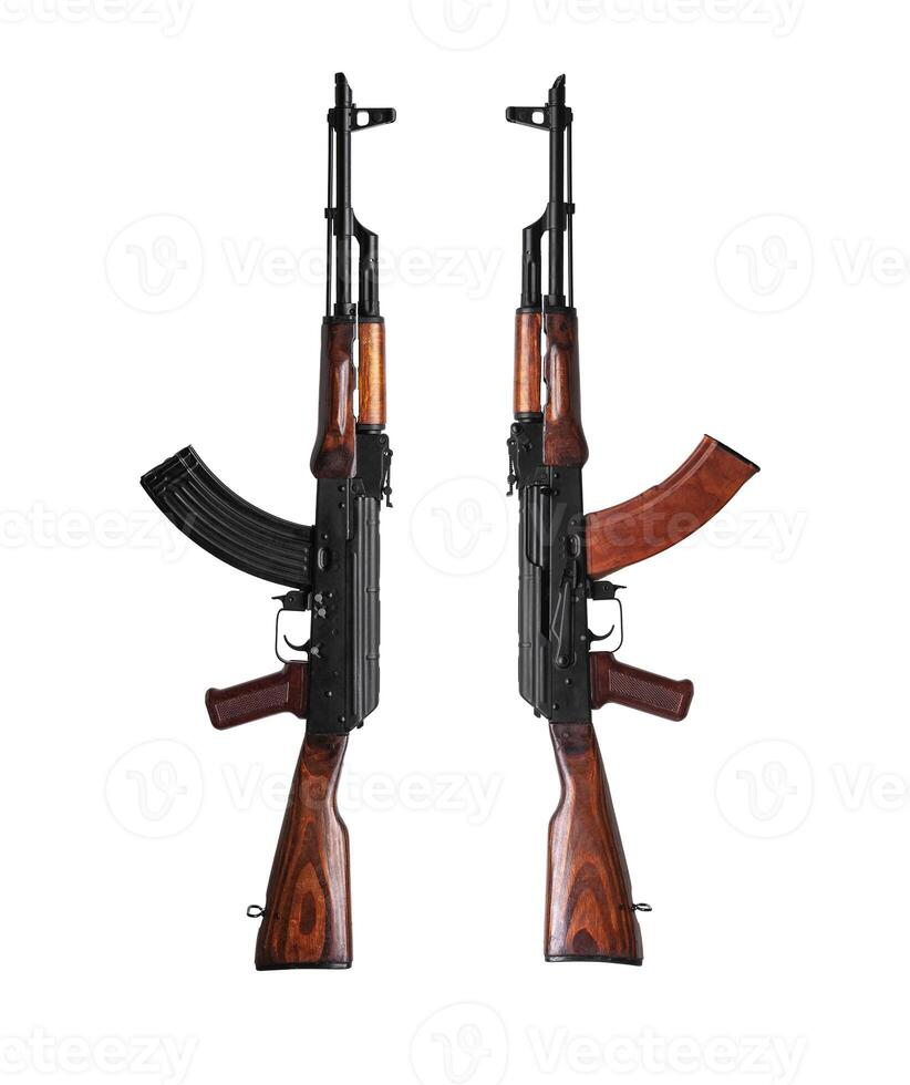 Classic machinegun armed with ussr and russia isolated on white back. photo