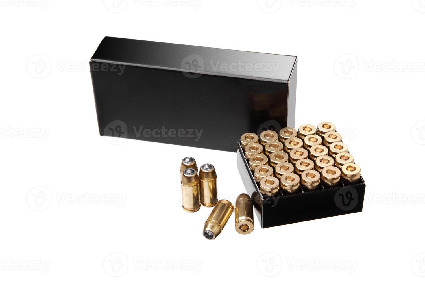 cartridges for a pistol isolated on white photo