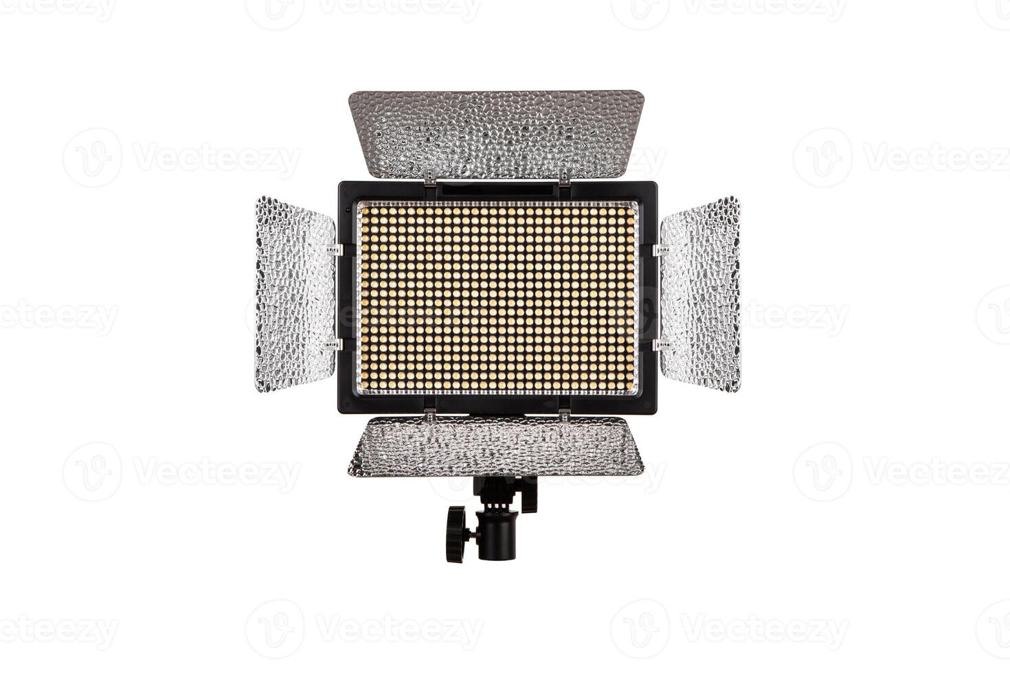 Photo and lamp isolate on white back. LED lamp with special shutters for the formation of light flux. Photo and lighting fixture.
