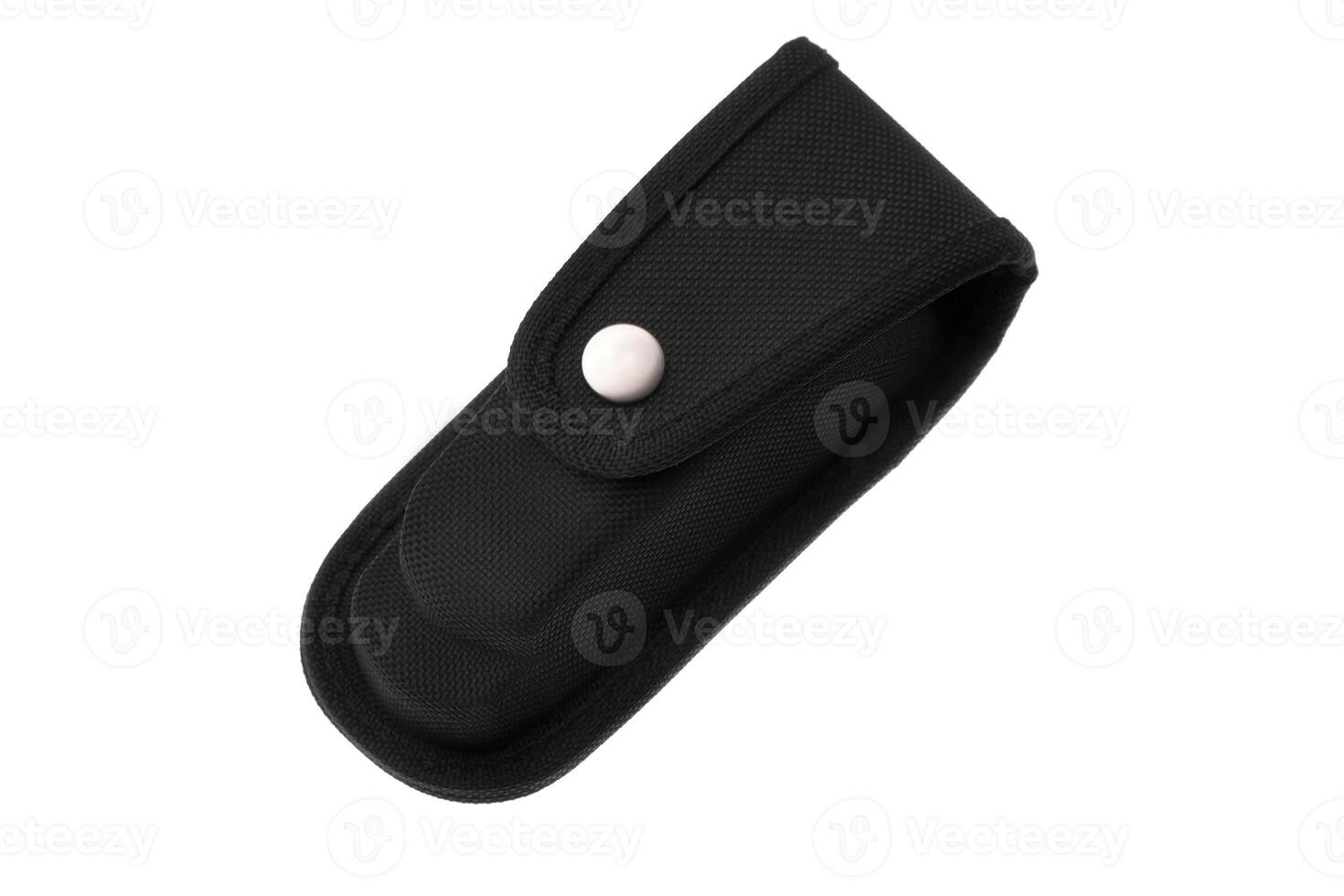 Black Case for a Penknife with a Silver Clasp isolated on white photo