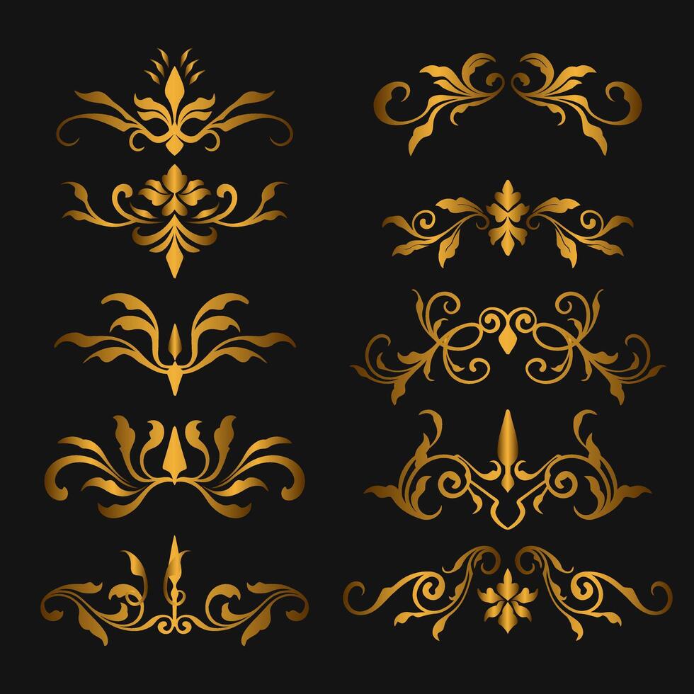 Luxury element border vintage set vector