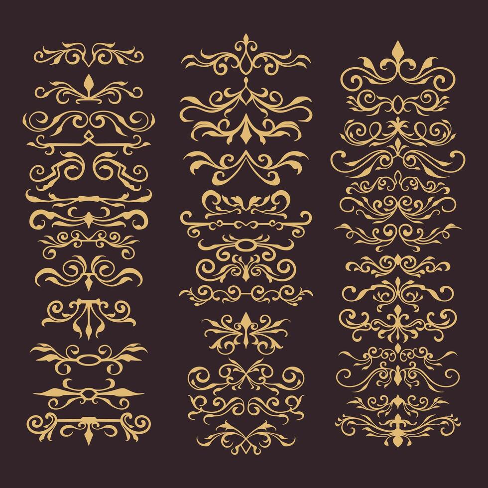 Luxury element border vintage set vector