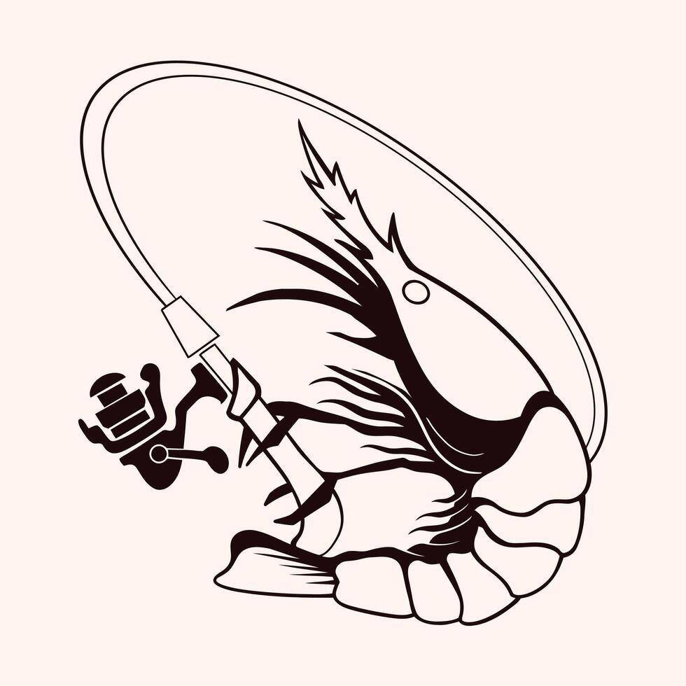 Shrimp fishing logo design vector