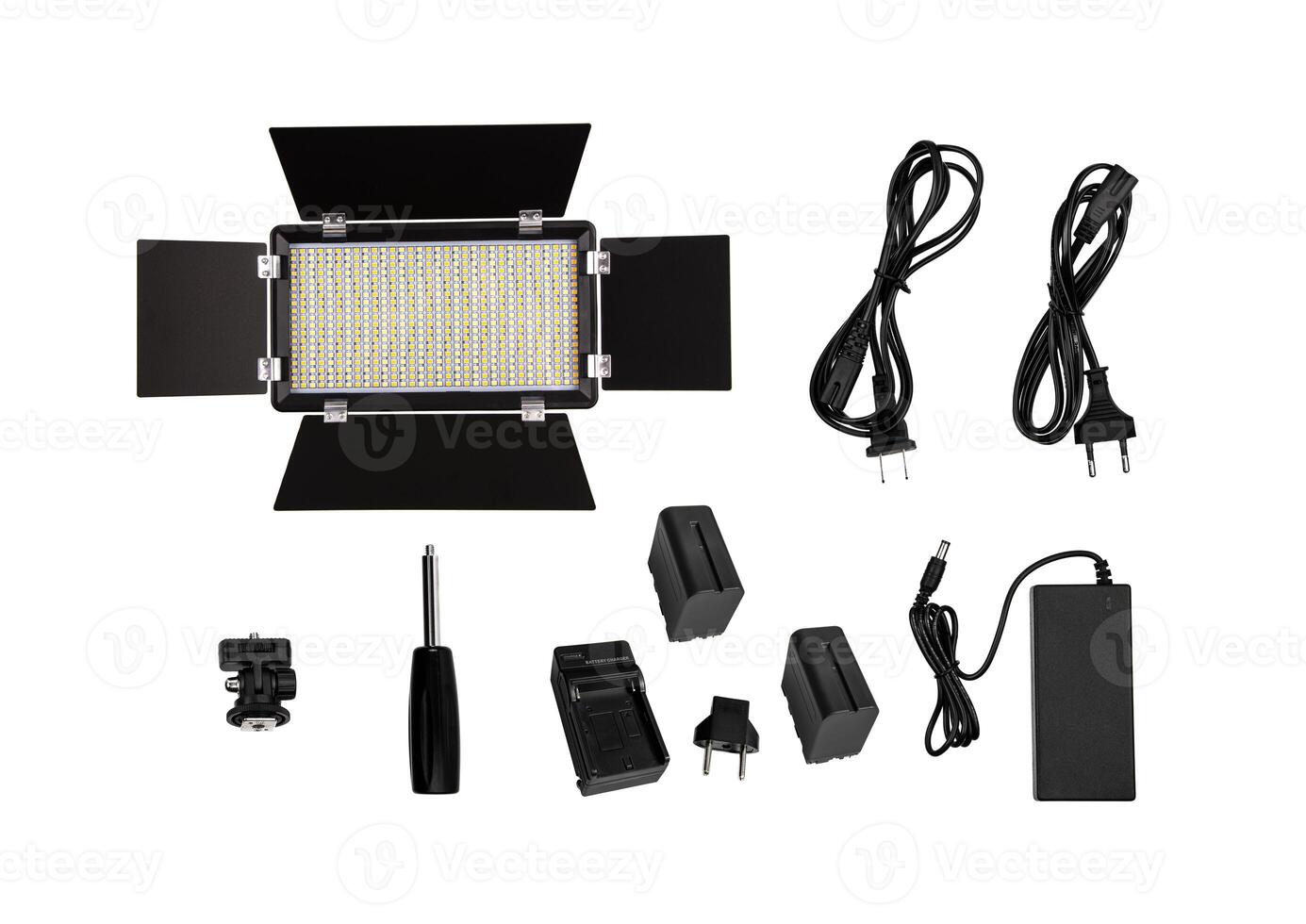 Photo and lamp isolate on white back. LED lamp with special shutters for the formation of light flux. Photo and lighting fixture.