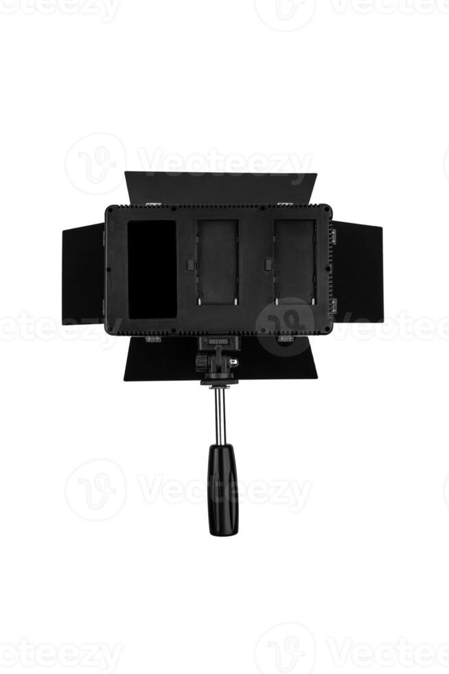 Photo and lamp isolate on white back. LED lamp with special shutters for the formation of light flux. Photo and lighting fixture.