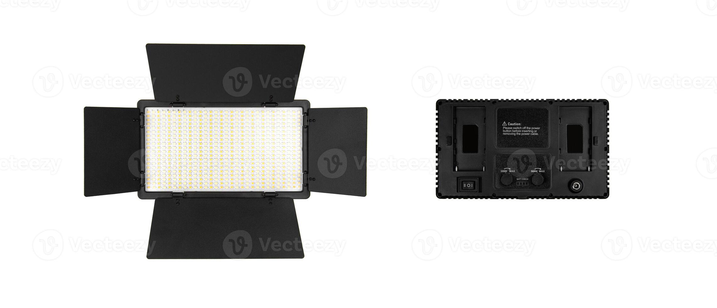 Photo and lamp isolate on white back. LED lamp with special shutters for the formation of light flux. Photo and lighting fixture.