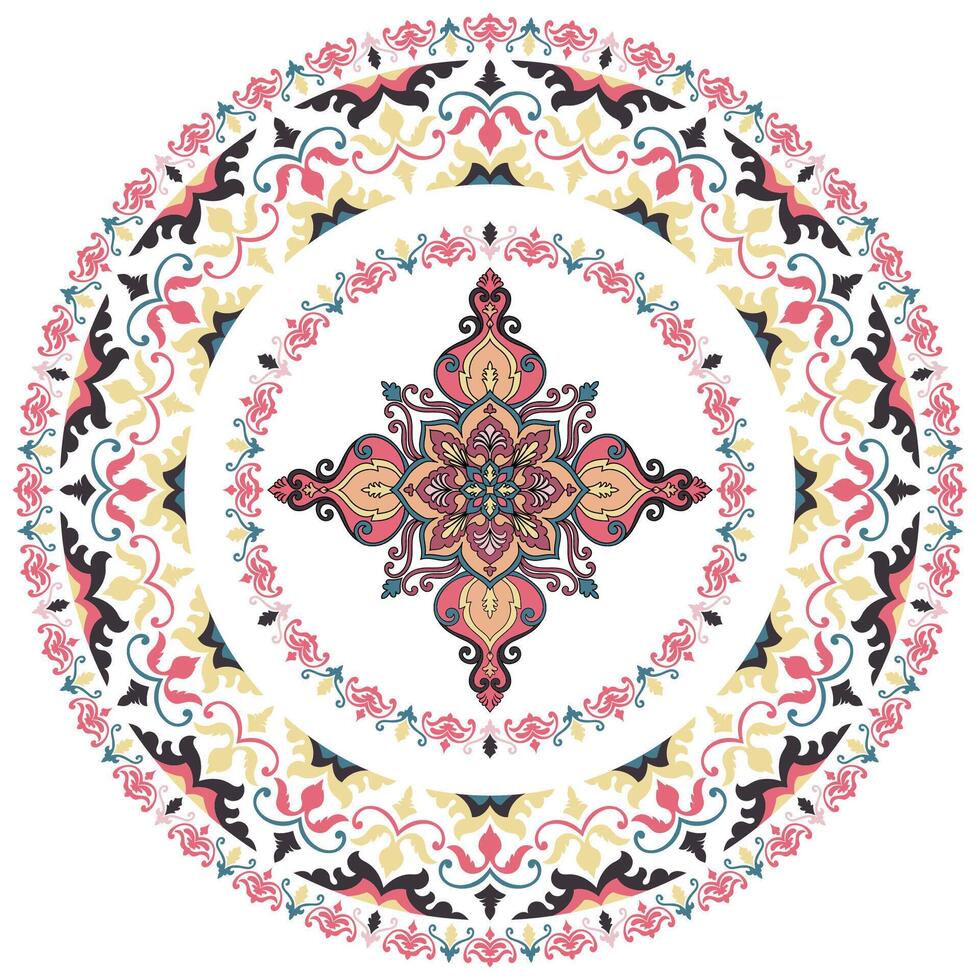 abstract circle Intricate floral circle prints for plates, tiles, ceramics. vector