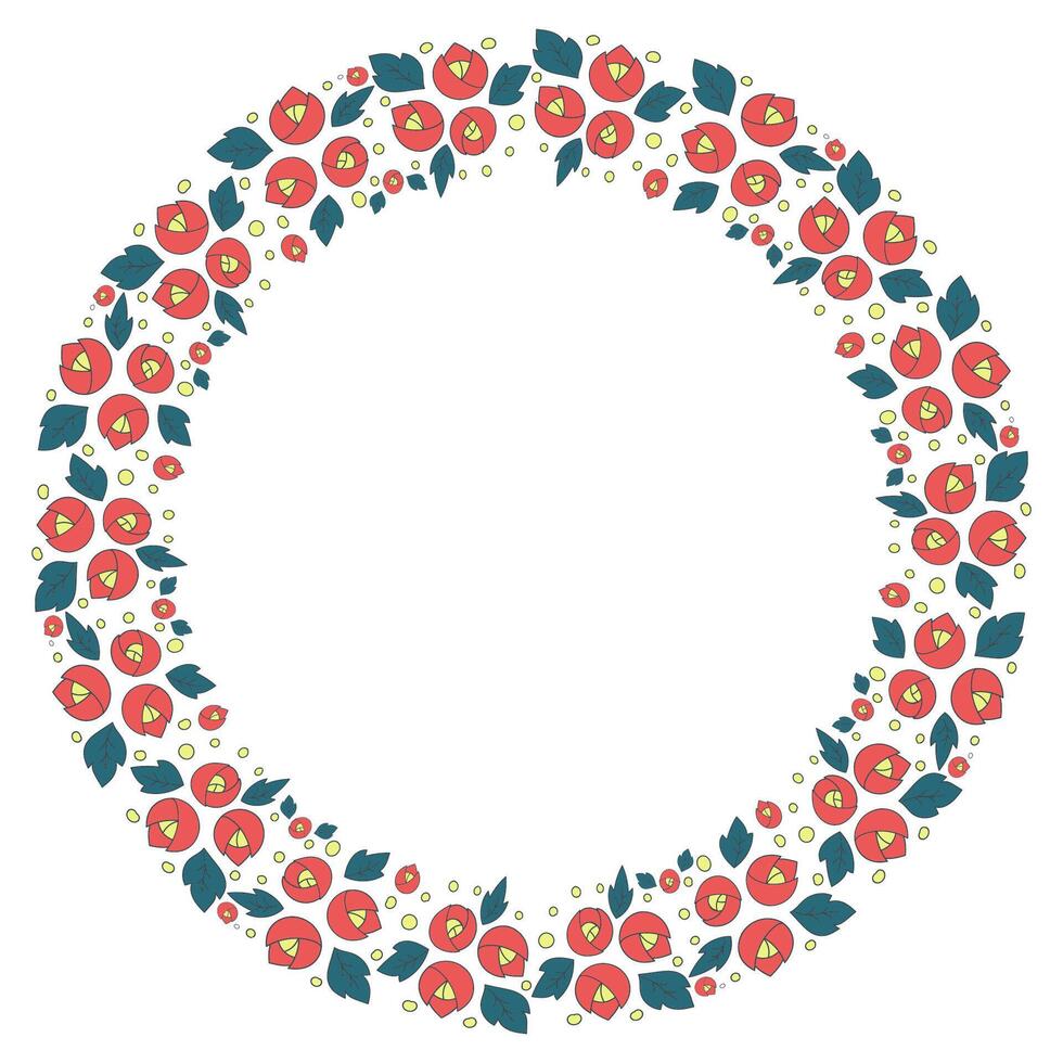 circle lines of flowers Circle photo frame decorated with flowers vector