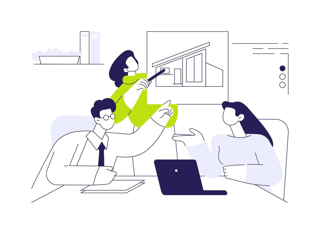 Meeting architect abstract concept illustration. vector