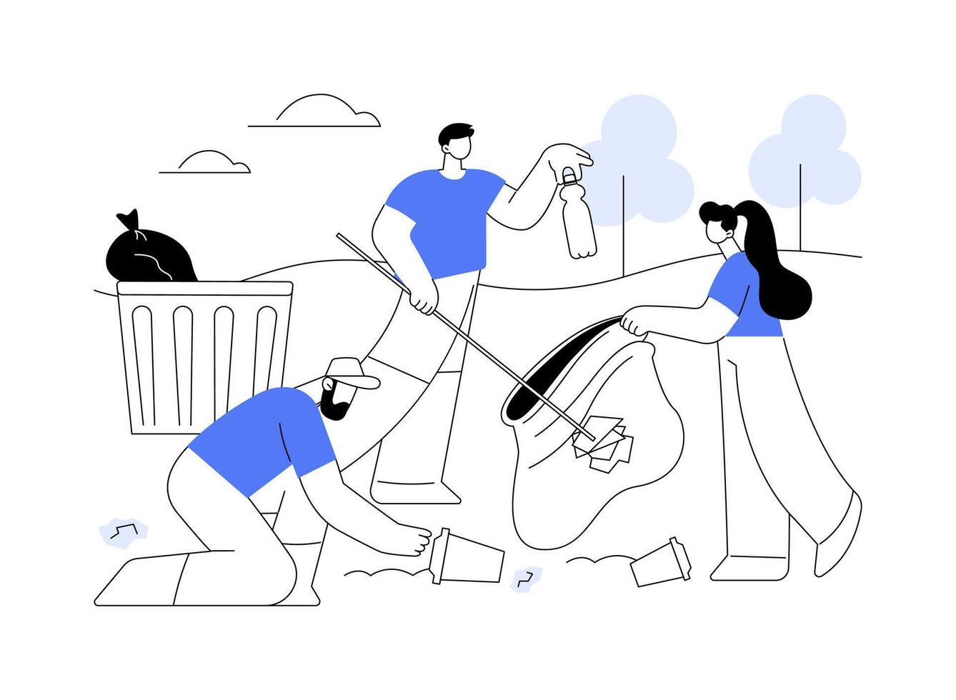 Urban cleanup isolated cartoon illustrations. vector