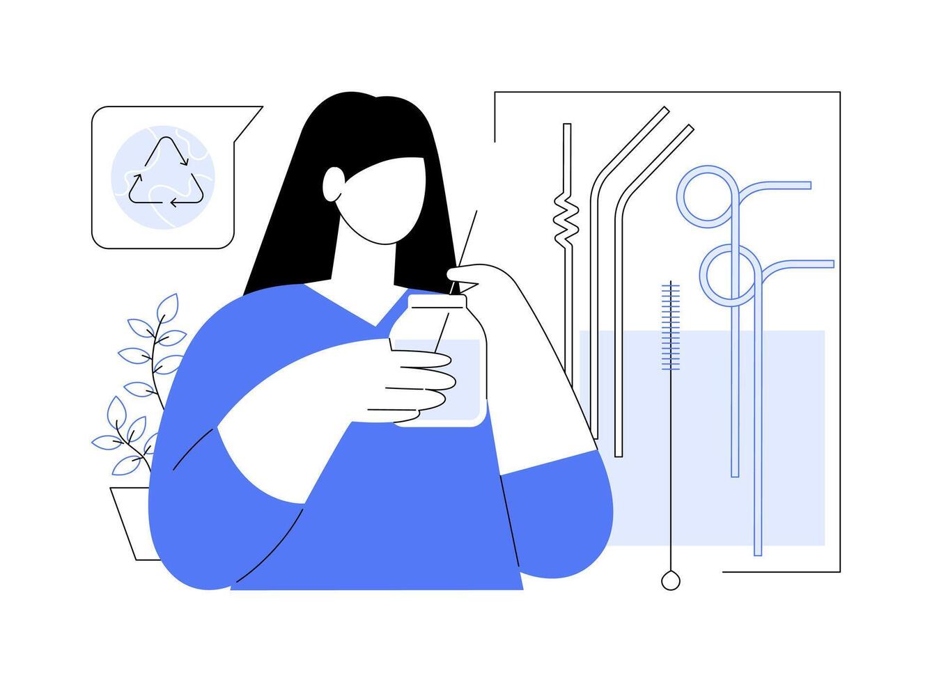 Zero-waste consumption isolated cartoon illustrations. vector