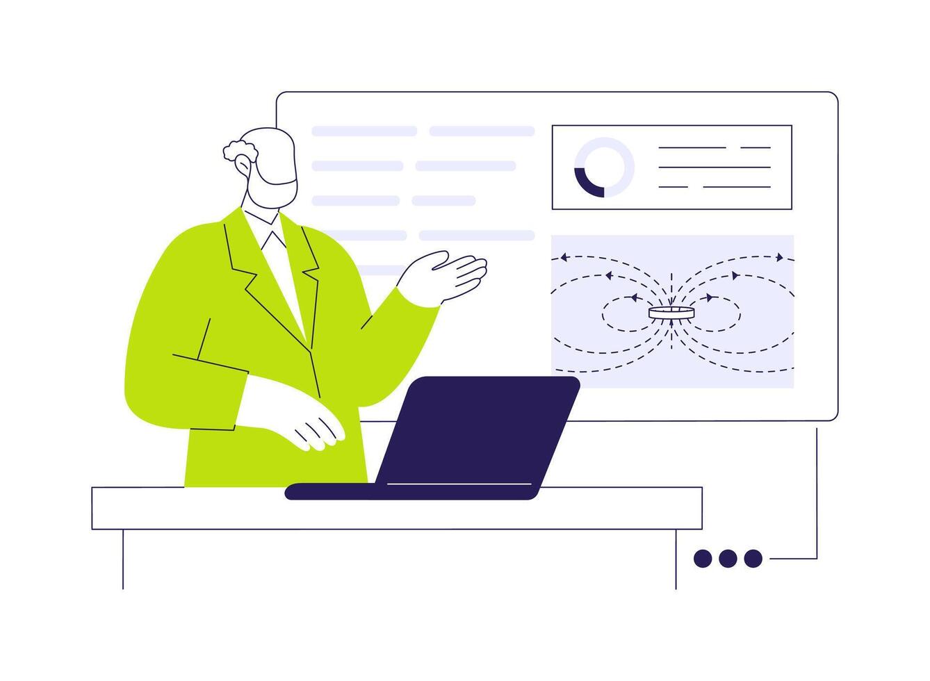 Participate in physics conference abstract concept illustration. vector