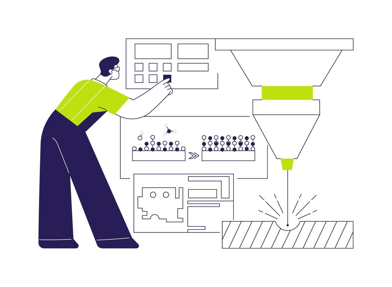 Cutting lasers abstract concept illustration. vector