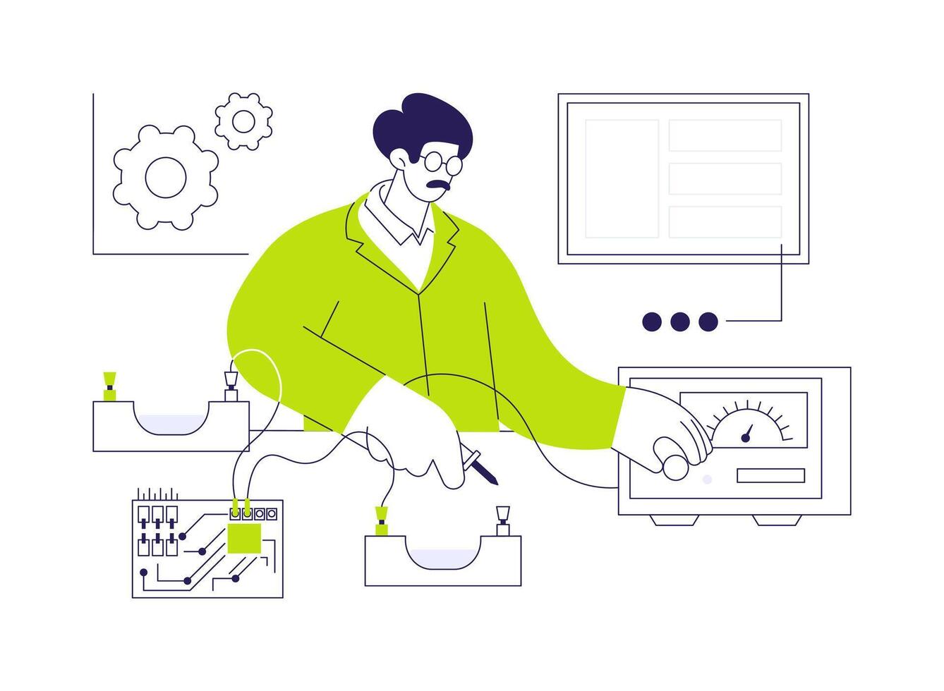 Conduct physics experiment abstract concept illustration. vector