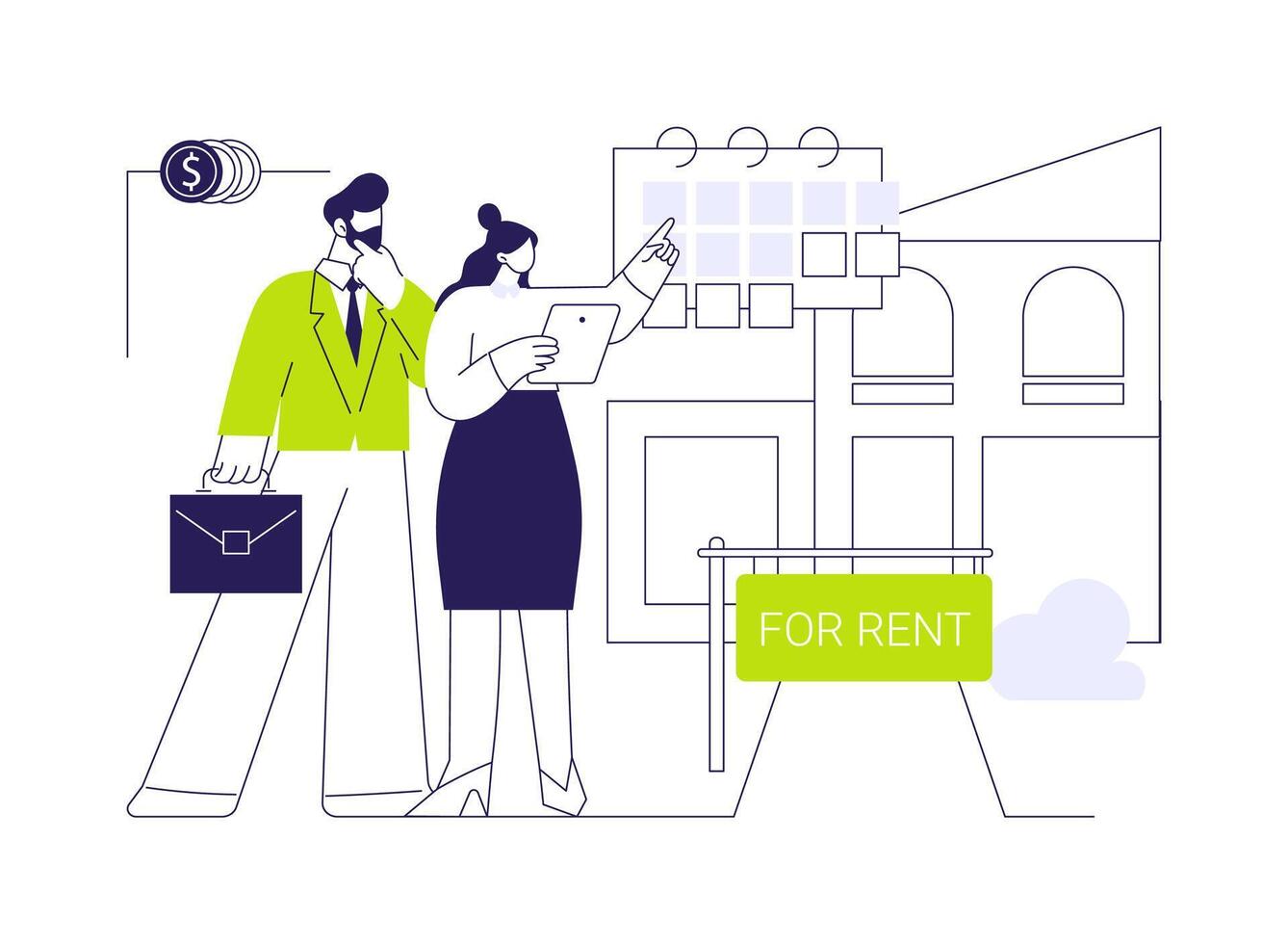 Renting a retail property abstract concept illustration. vector