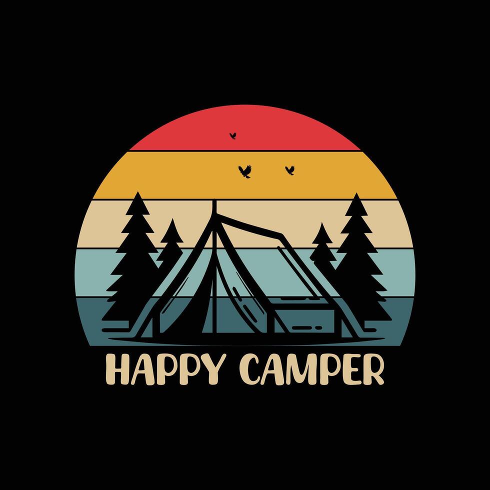 happy camper T shirt Design vector