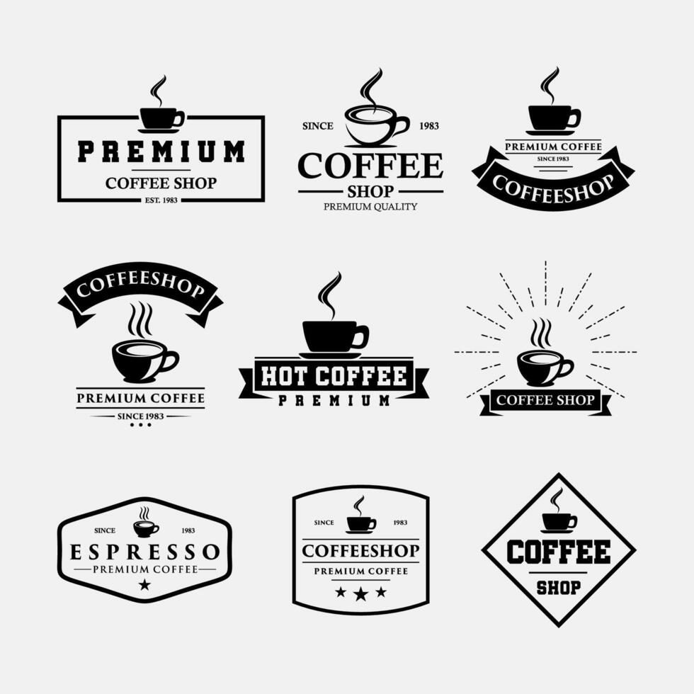 Set of vintage coffee shop logo design and labels vector