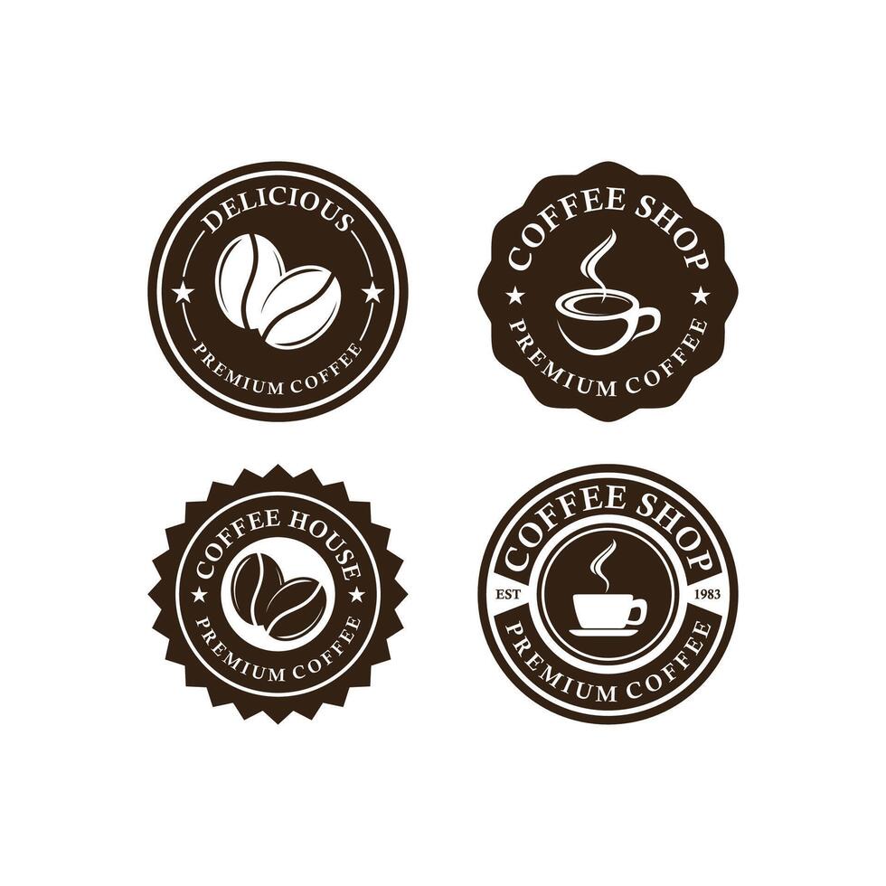 Set of vintage coffee shop logo design and labels vector