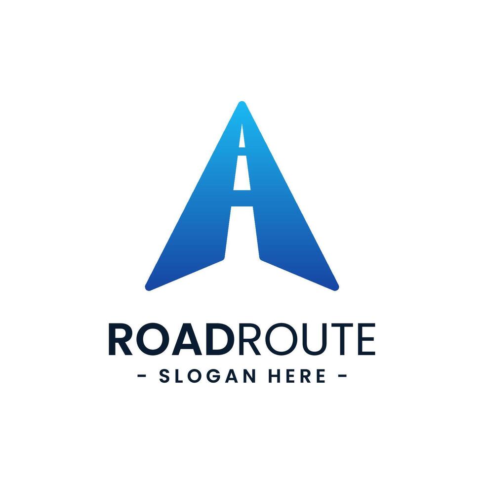 Letter A for road route logo design template. Concept of destination, address, position, travel, gps map, etc. Creative symbol highway. vector