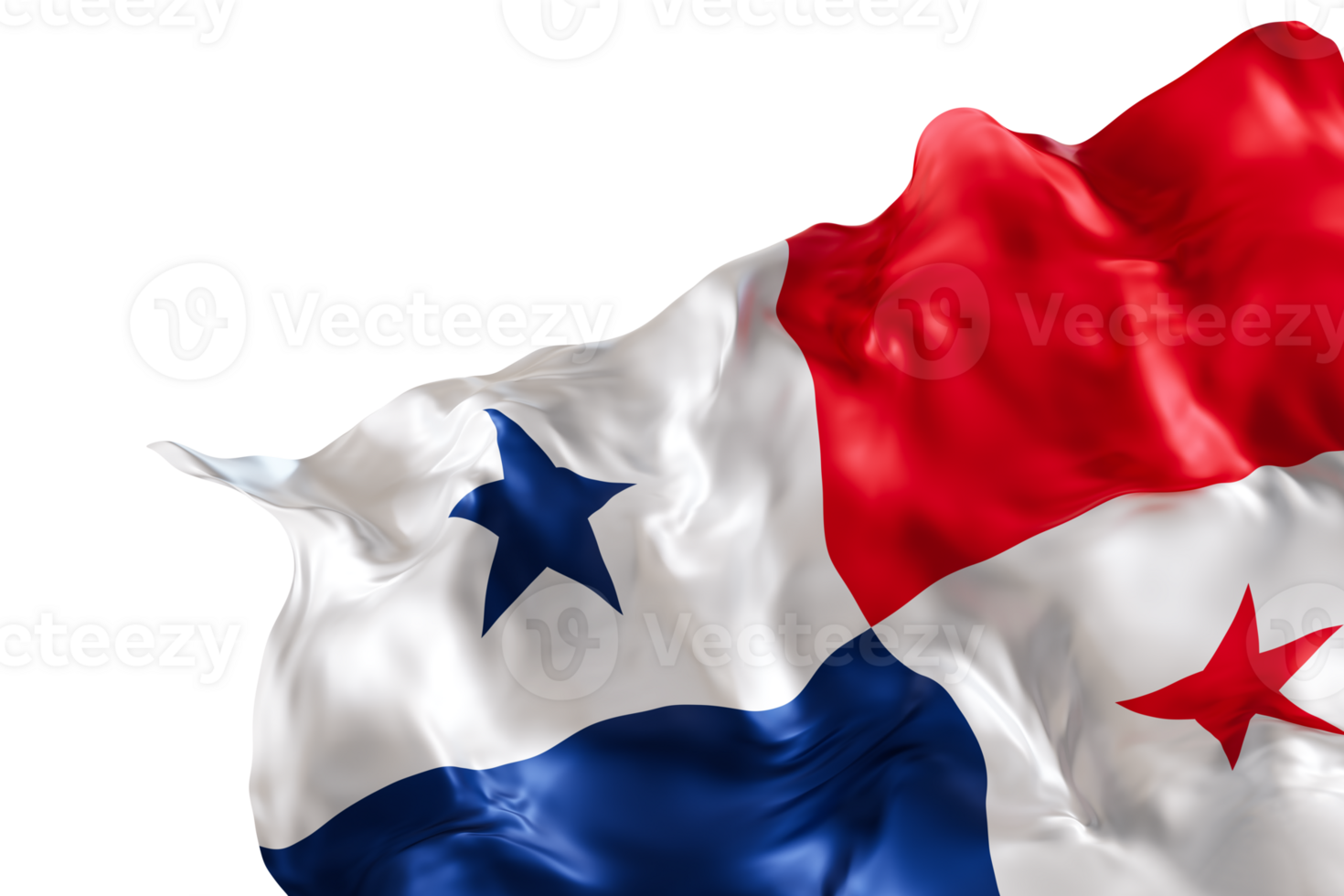 Realistic flag of Panama with folds, on transparent background. Footer, corner design element. Cut out. Perfect for patriotic themes or national event promotions. 3D render. png