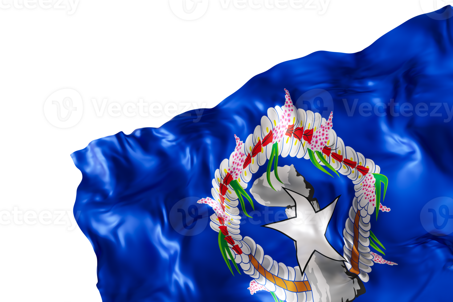 Realistic flag of Northern Mariana Islands, on transparent background. Footer, corner design element. Cut out. Perfect for patriotic themes or national event promotions. 3D render. png