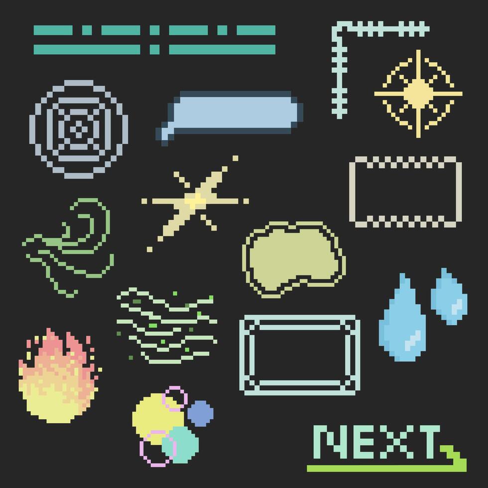 bundle set abstract pixel art vector